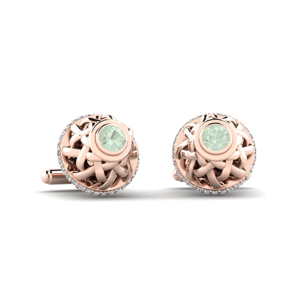 14ct Rose Gold Green Amethyst Cufflink Aisan