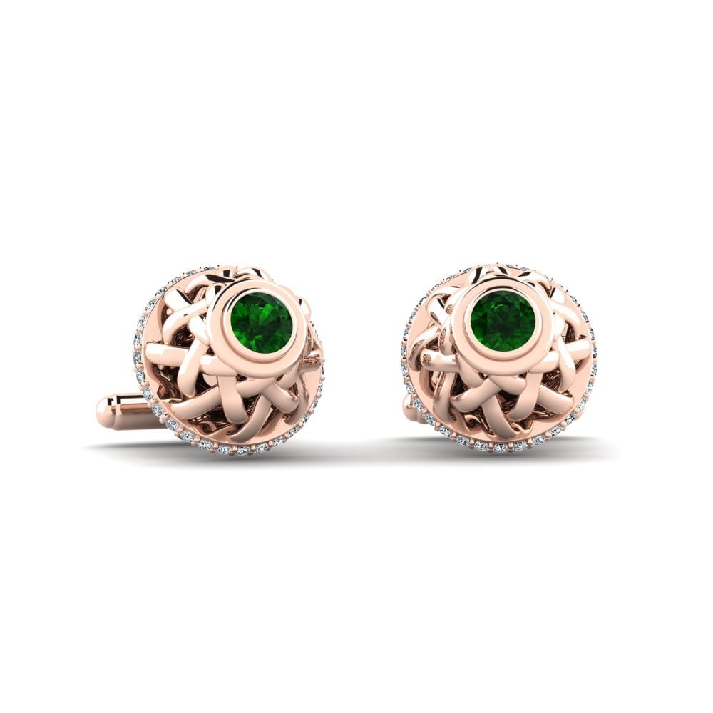 14ct Rose Gold Green Tourmaline Cufflink Aisan
