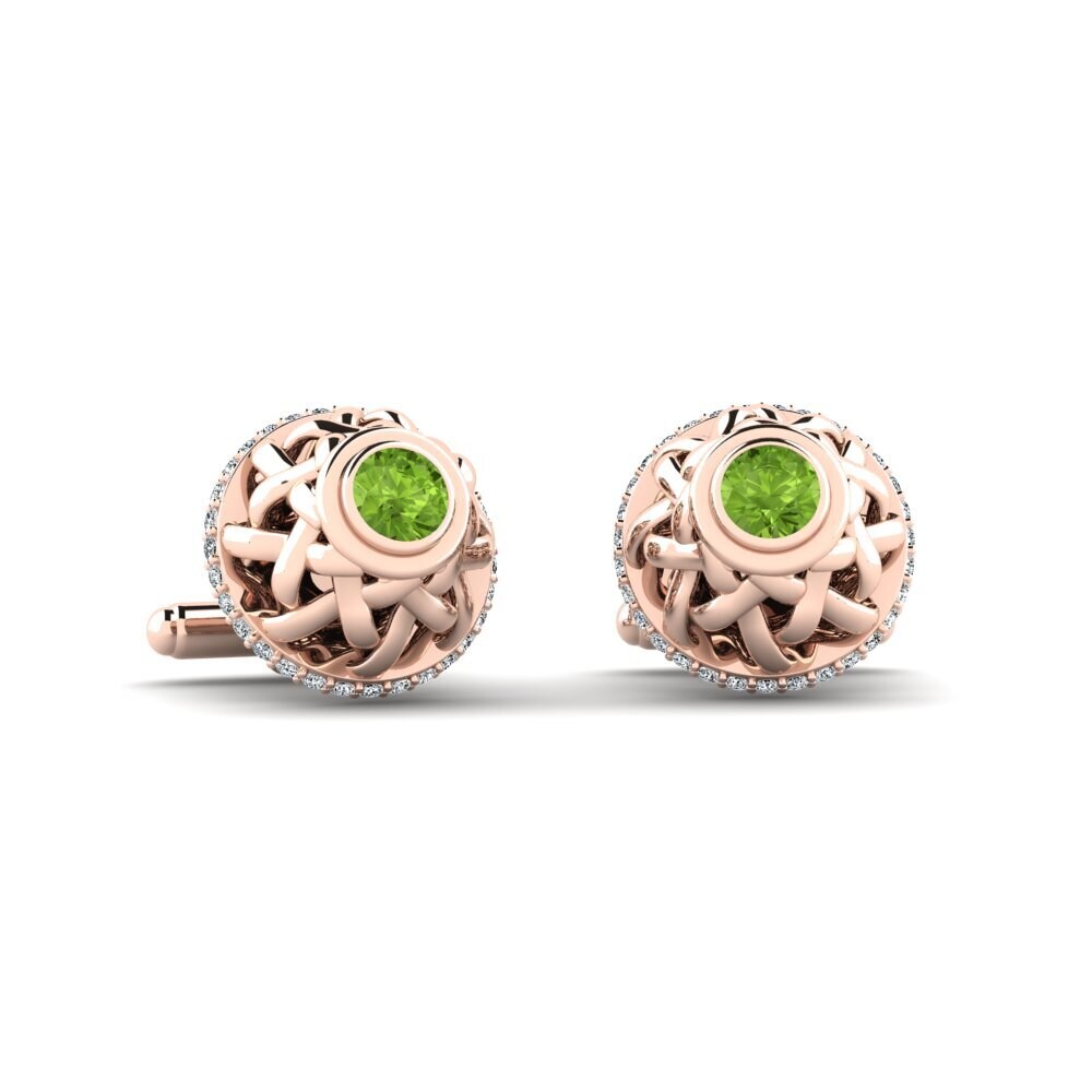 14ct Rose Gold Peridot Cufflink Aisan