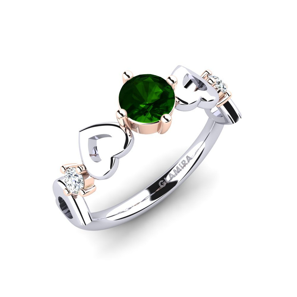 9k White & Rose Gold Green Tourmaline Women's Ring Aizaya