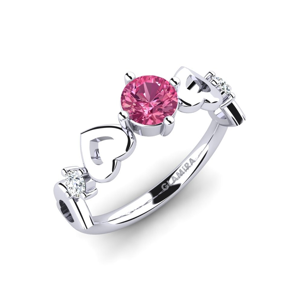 9ct White Gold Pink Tourmaline Women's Ring Aizaya