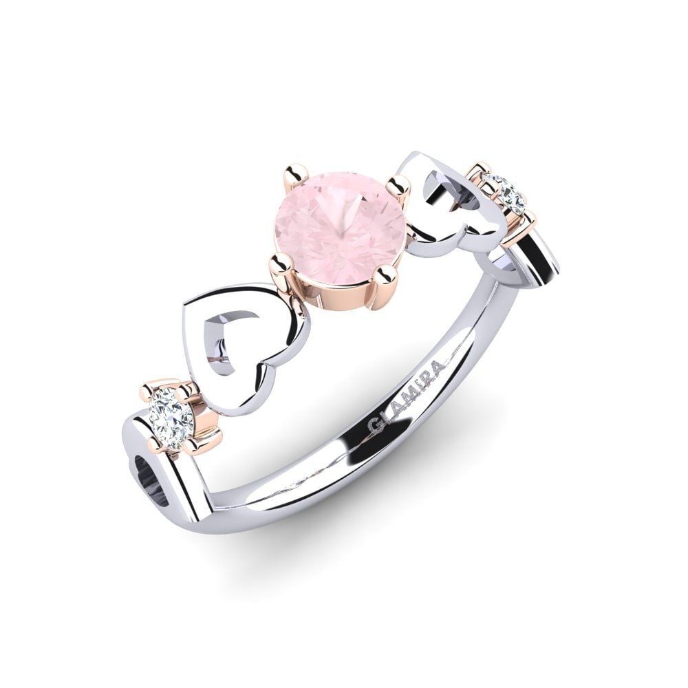 14ct White & Rose Gold Rose Quartz Women's Ring Aizaya