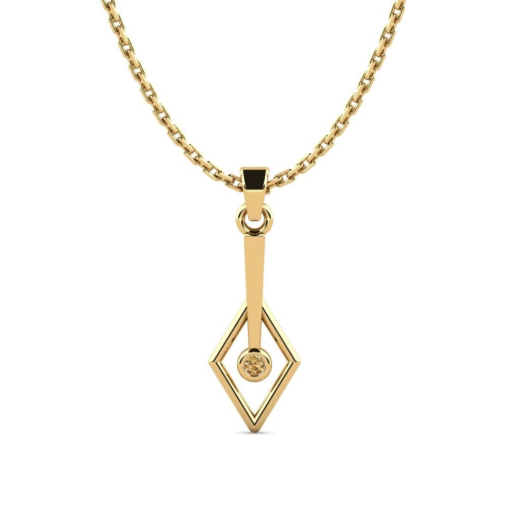 14k Oro Amarillo Diamante café Colgante de Mujer Ajloniras