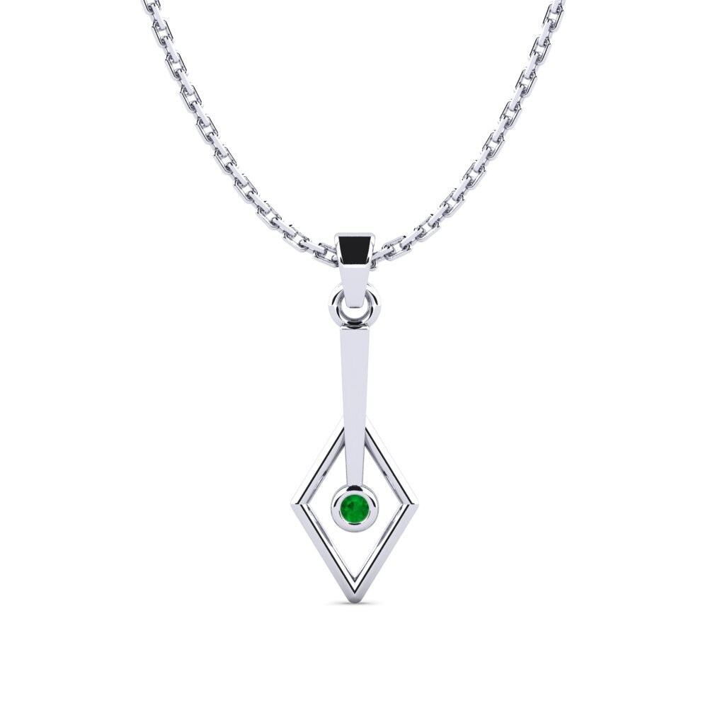 14k Oro Blanco Esmeralda Colgante de Mujer Ajloniras