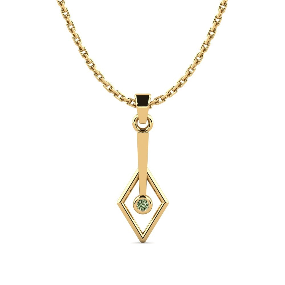 14k Oro Amarillo Diamante Verde Colgante de Mujer Ajloniras