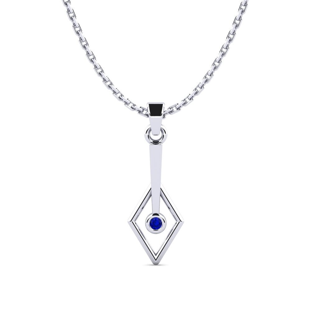 18k Oro Blanco Zafiro Colgante de Mujer Ajloniras