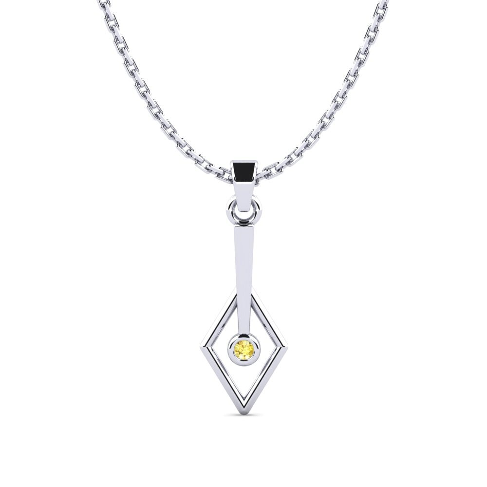 18k Oro Blanco Zafiro amarillo Colgante de Mujer Ajloniras