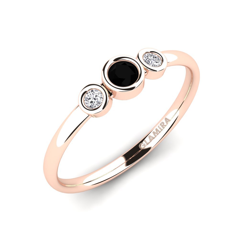 9k Rose Gold Black Onyx Engagement Ring Akee