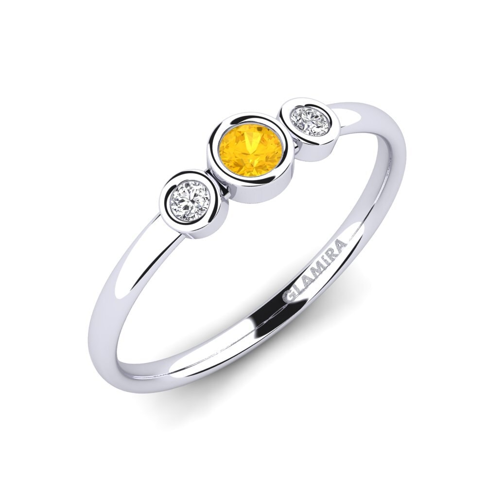 9ct White Gold Citrine Engagement Ring Akee
