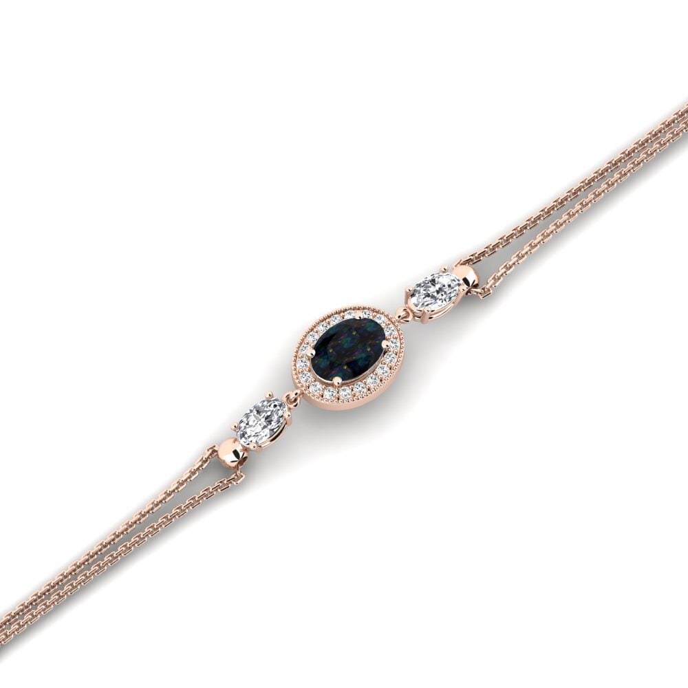 9ct Rose Gold Black Opal Women's Bracelet Akemio