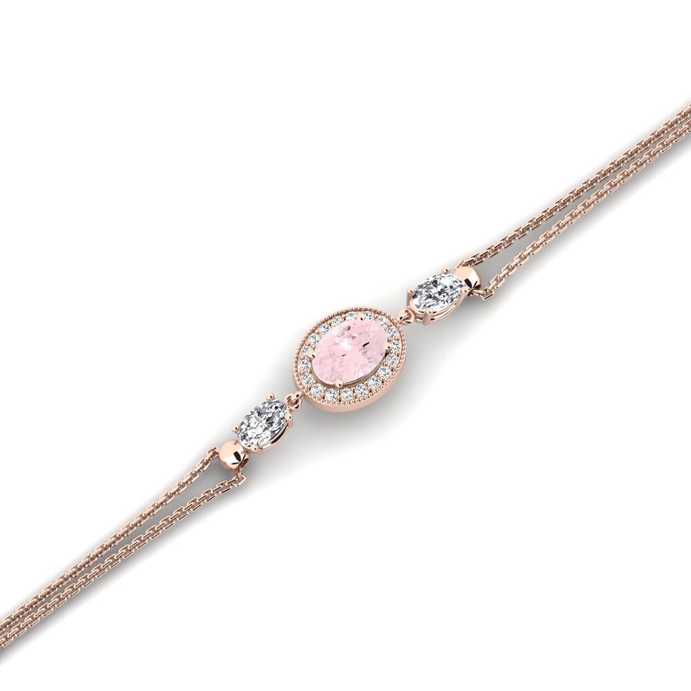 9ct Rose Gold Rose Quartz Women's Bracelet Akemio