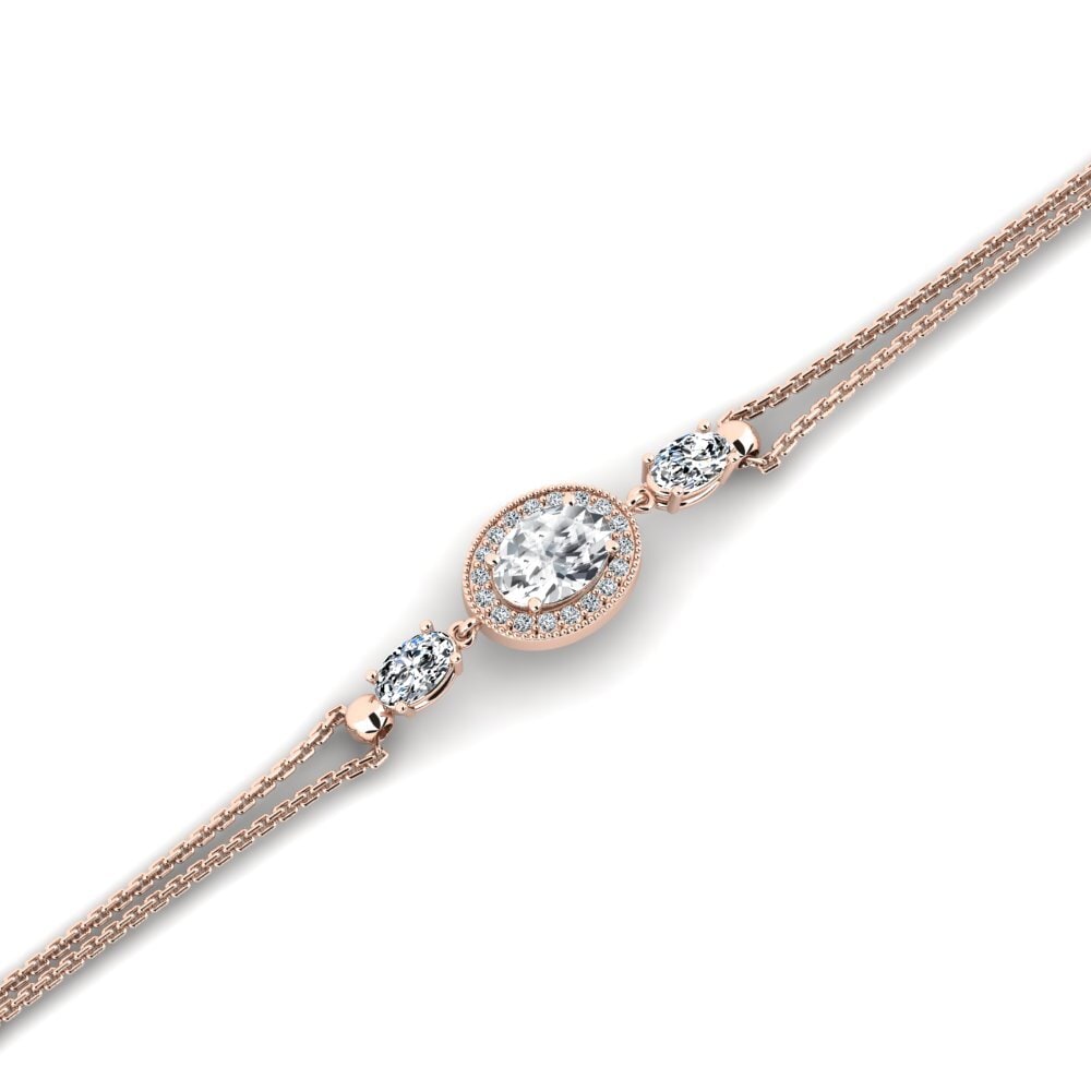 9ct Rose Gold White Zircon Women's Bracelet Akemio