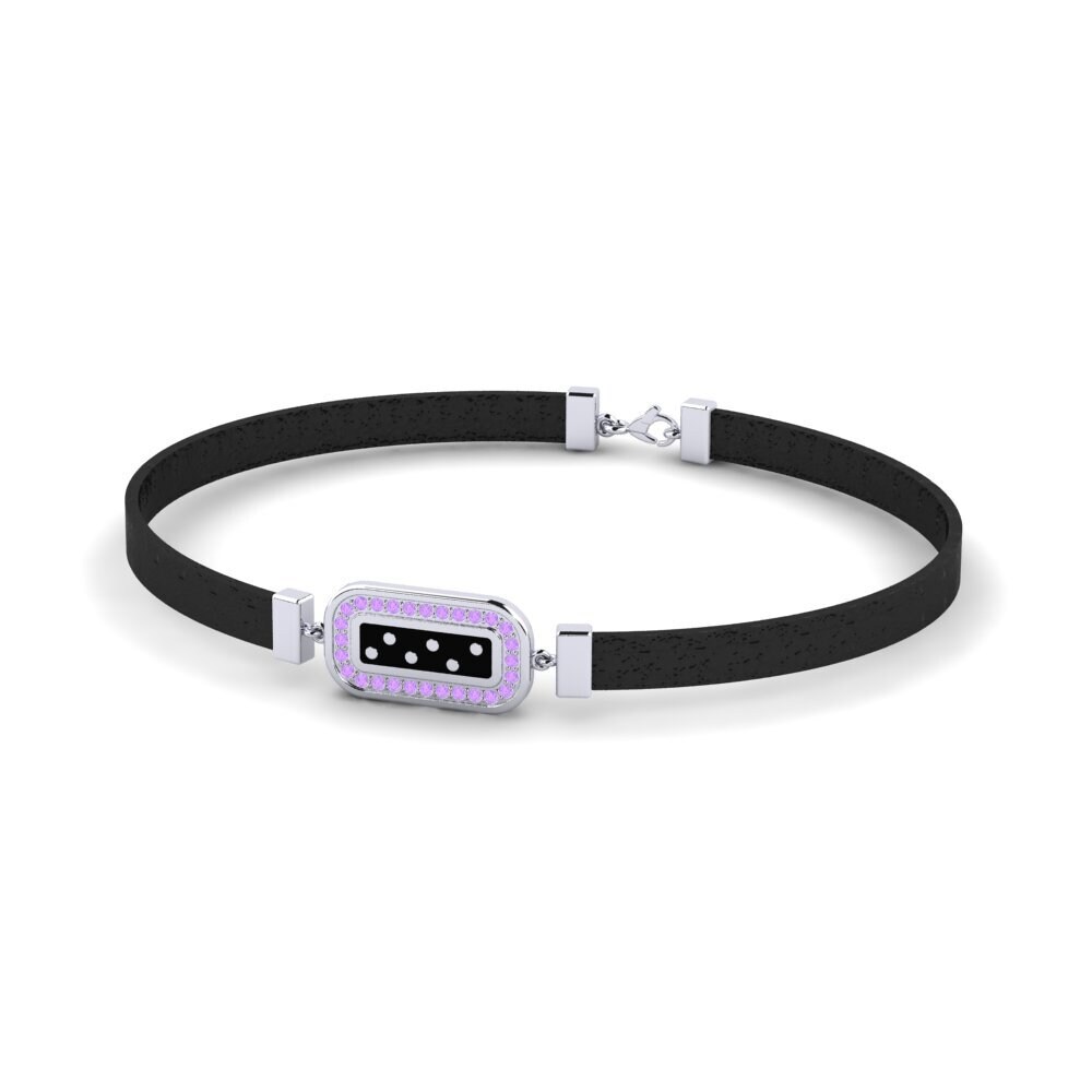9ct White Gold Amethyst Men's Bracelet Akihito
