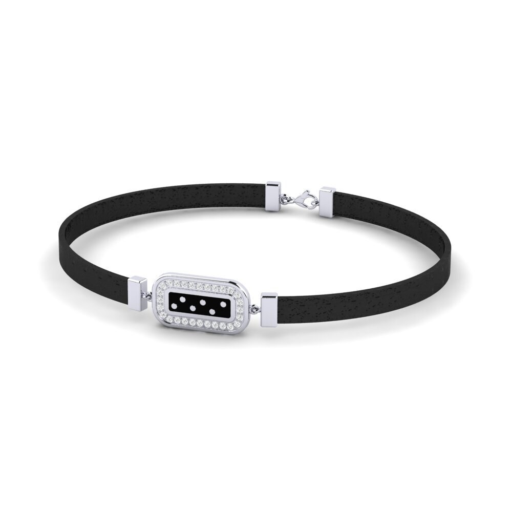 18k Oro Blanco Zafiro blanco Pulsera para hombre Akihito