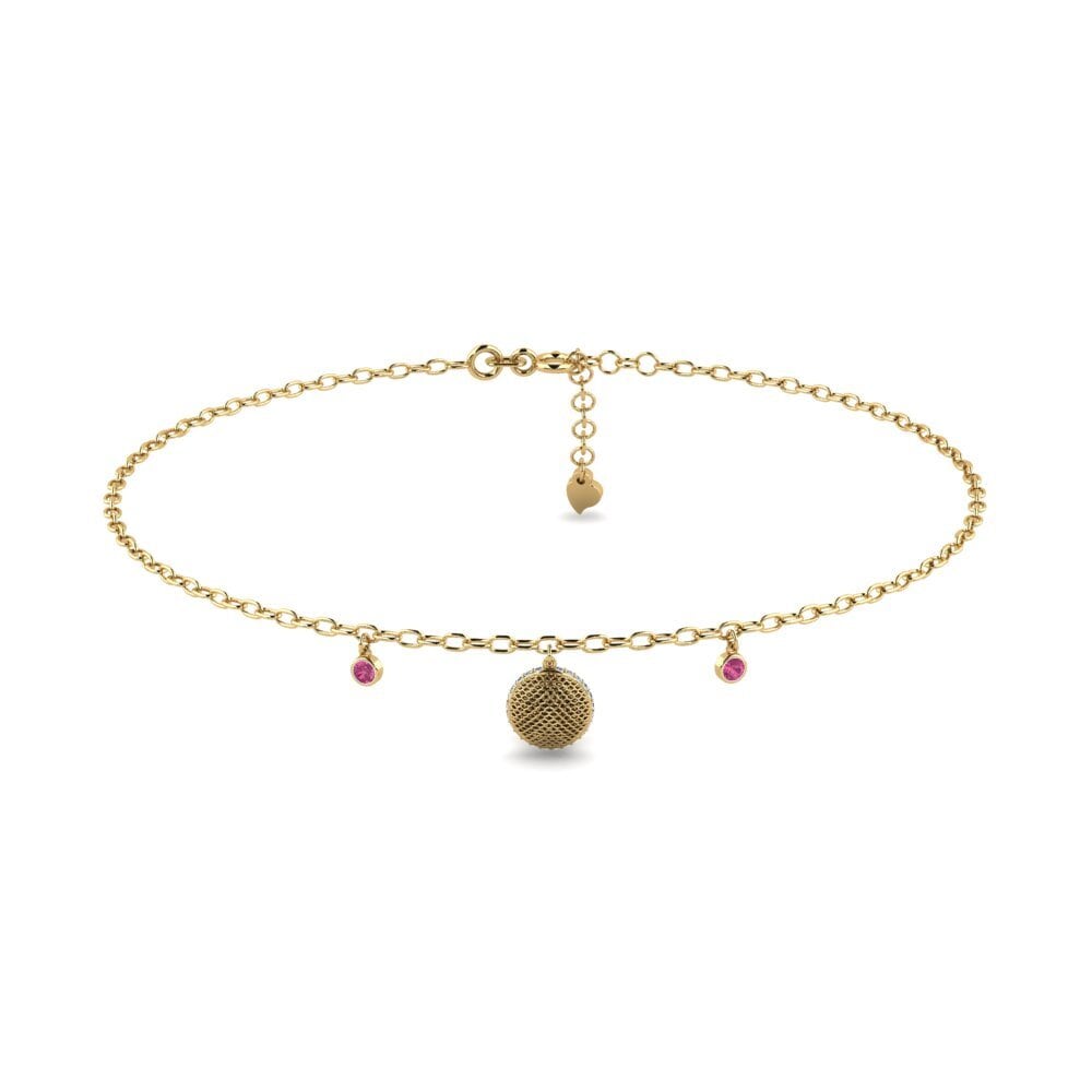14ct Yellow Gold Pink Tourmaline Women's Anklet Akinyi