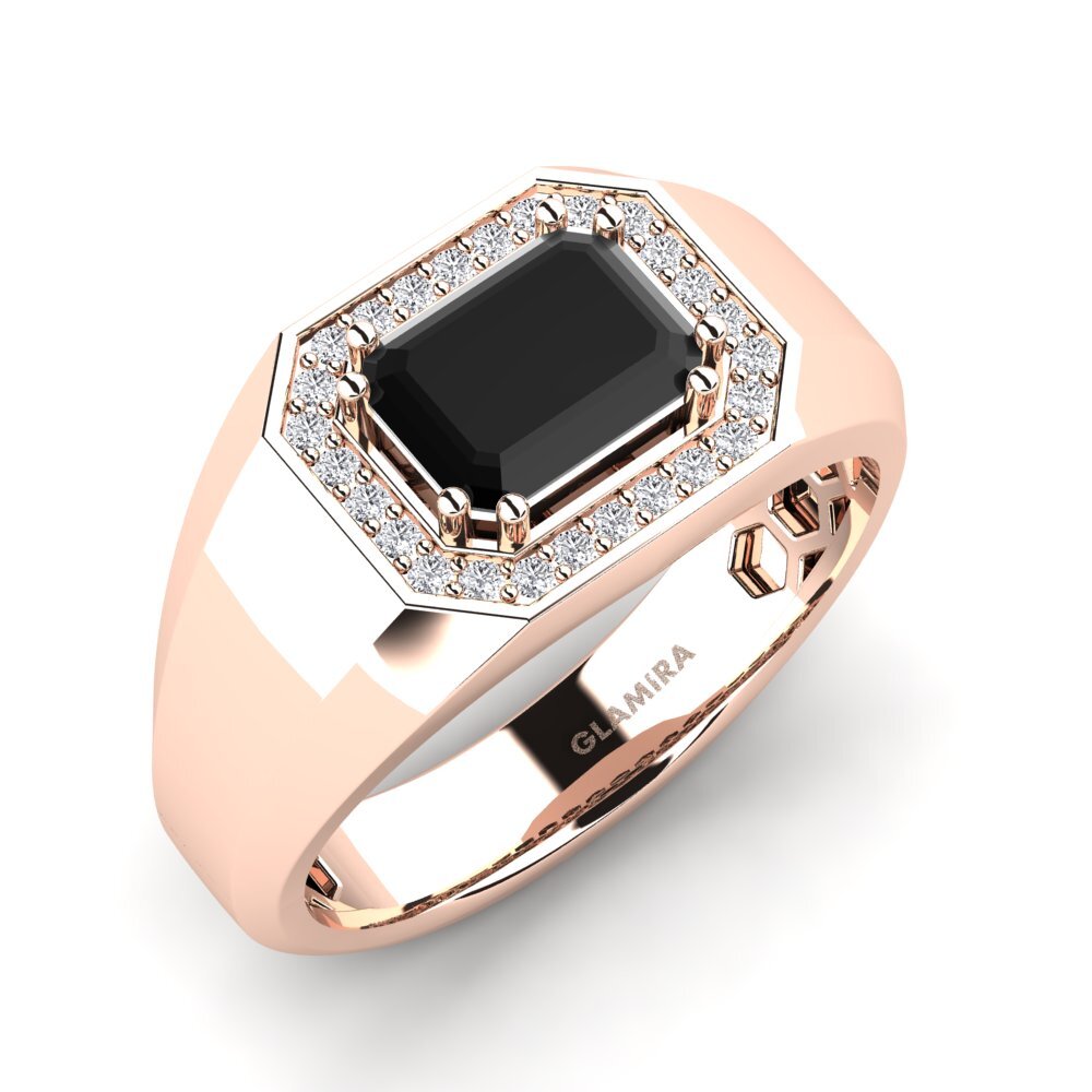 Oro Rosso 750 Zaffiro Nero Anello da uomo Akmal