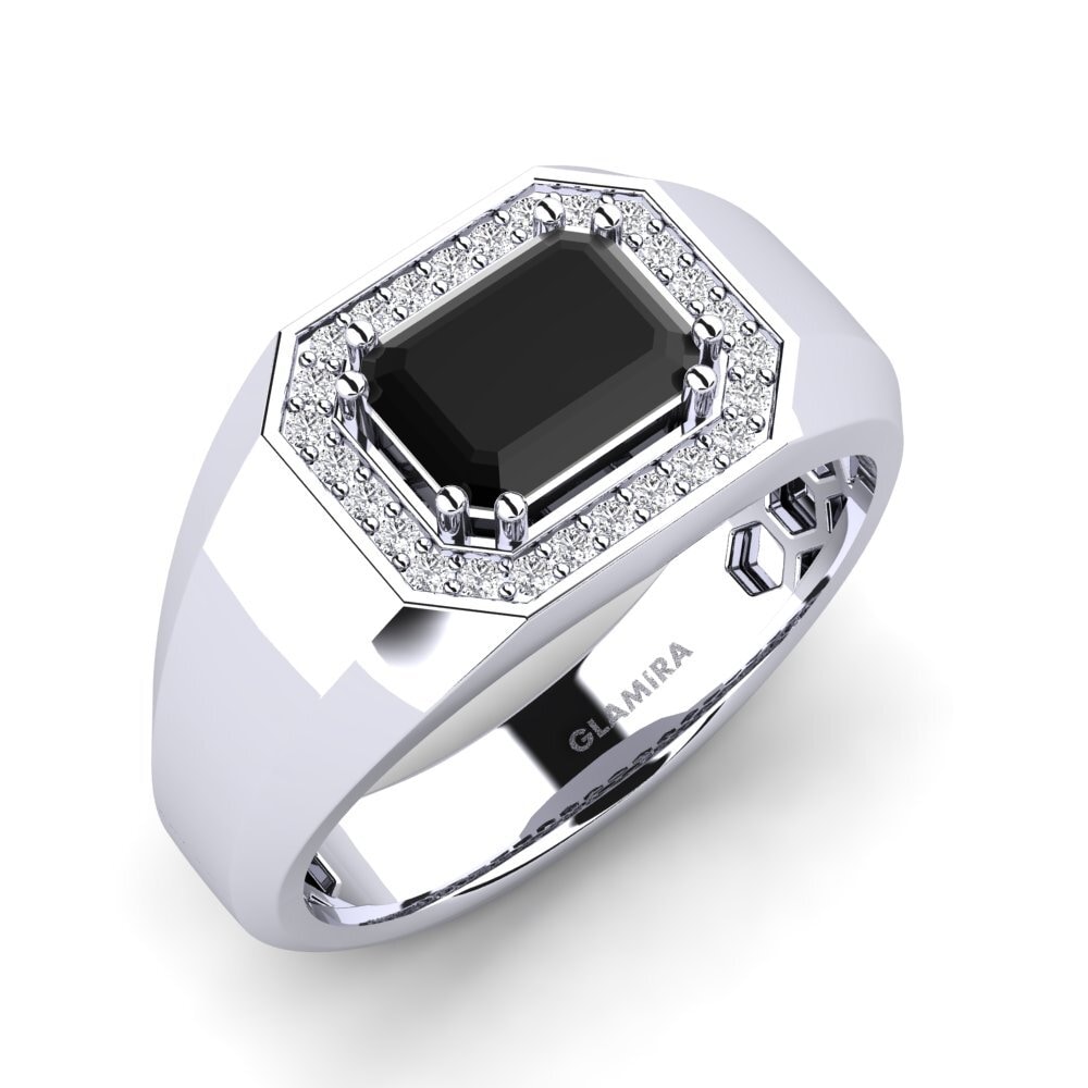 950 Platinum Black Sapphire Men's Ring Akmal