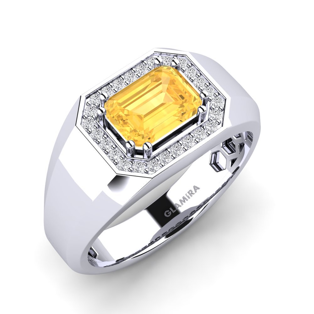 9k White Gold Citrine Men's Ring Akmal