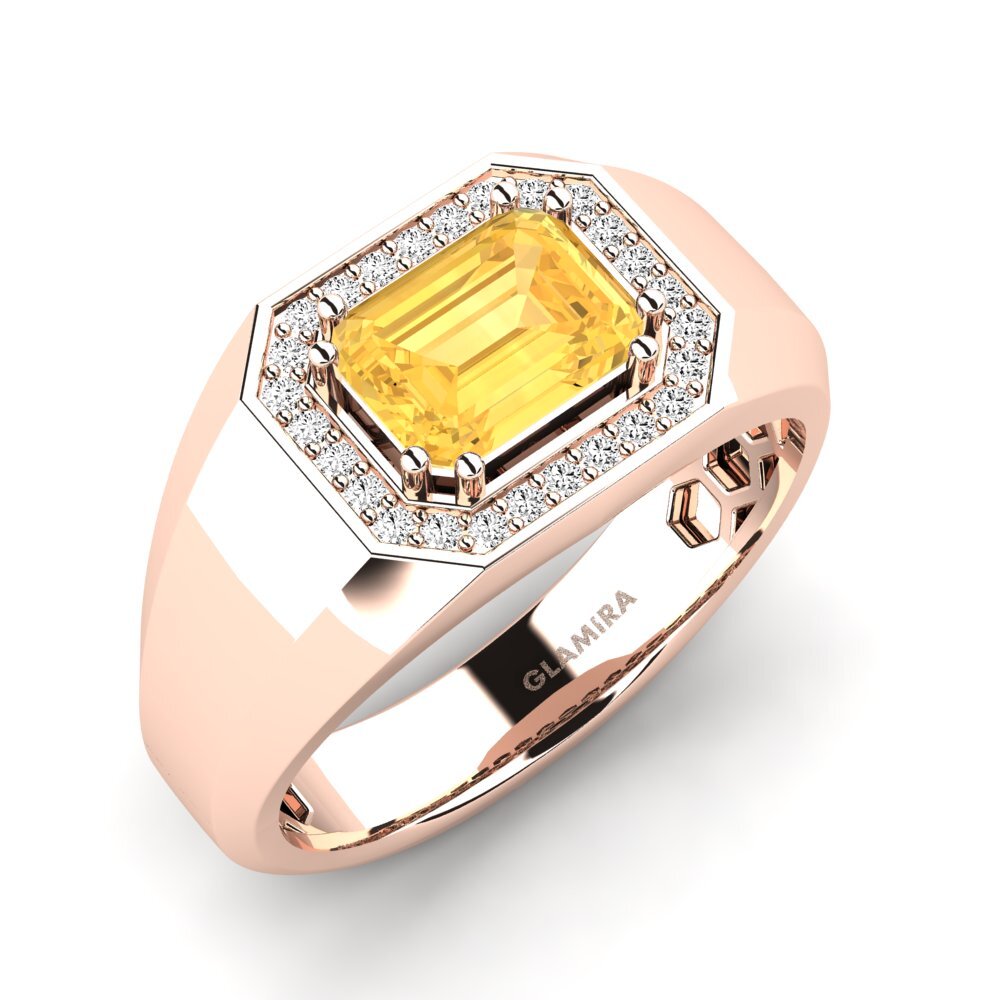 Oro Rosso 585 Citrino Anello da uomo Akmal
