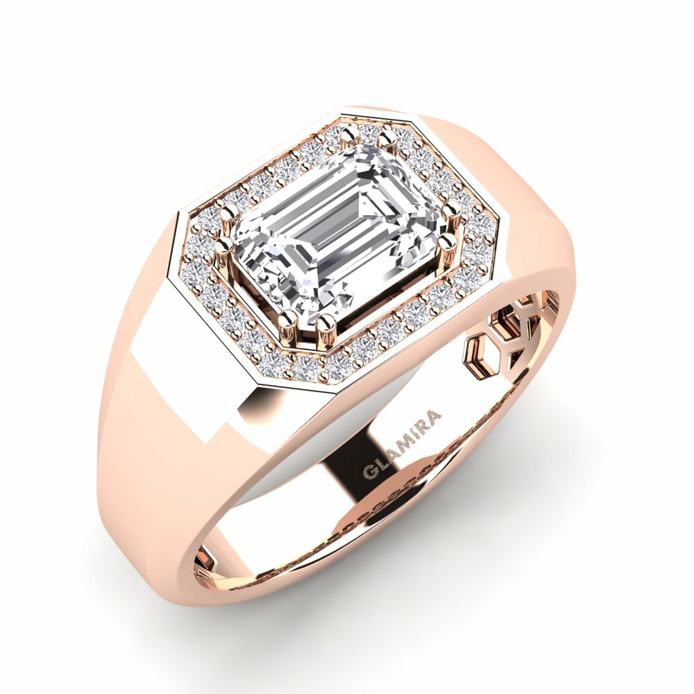 Oro Rosso 375 Diamante Anello da uomo Akmal