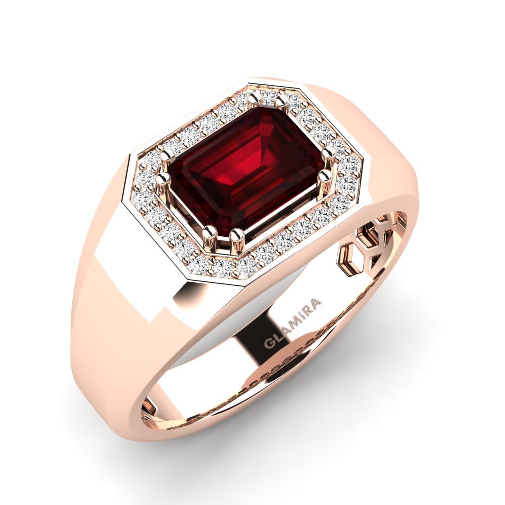 Oro Rosso 750 Granato Anello da uomo Akmal