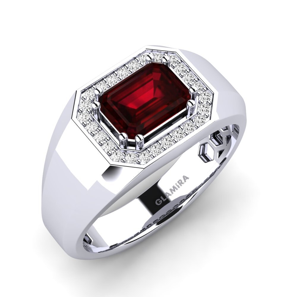 Platino 950 Granato Anello da uomo Akmal