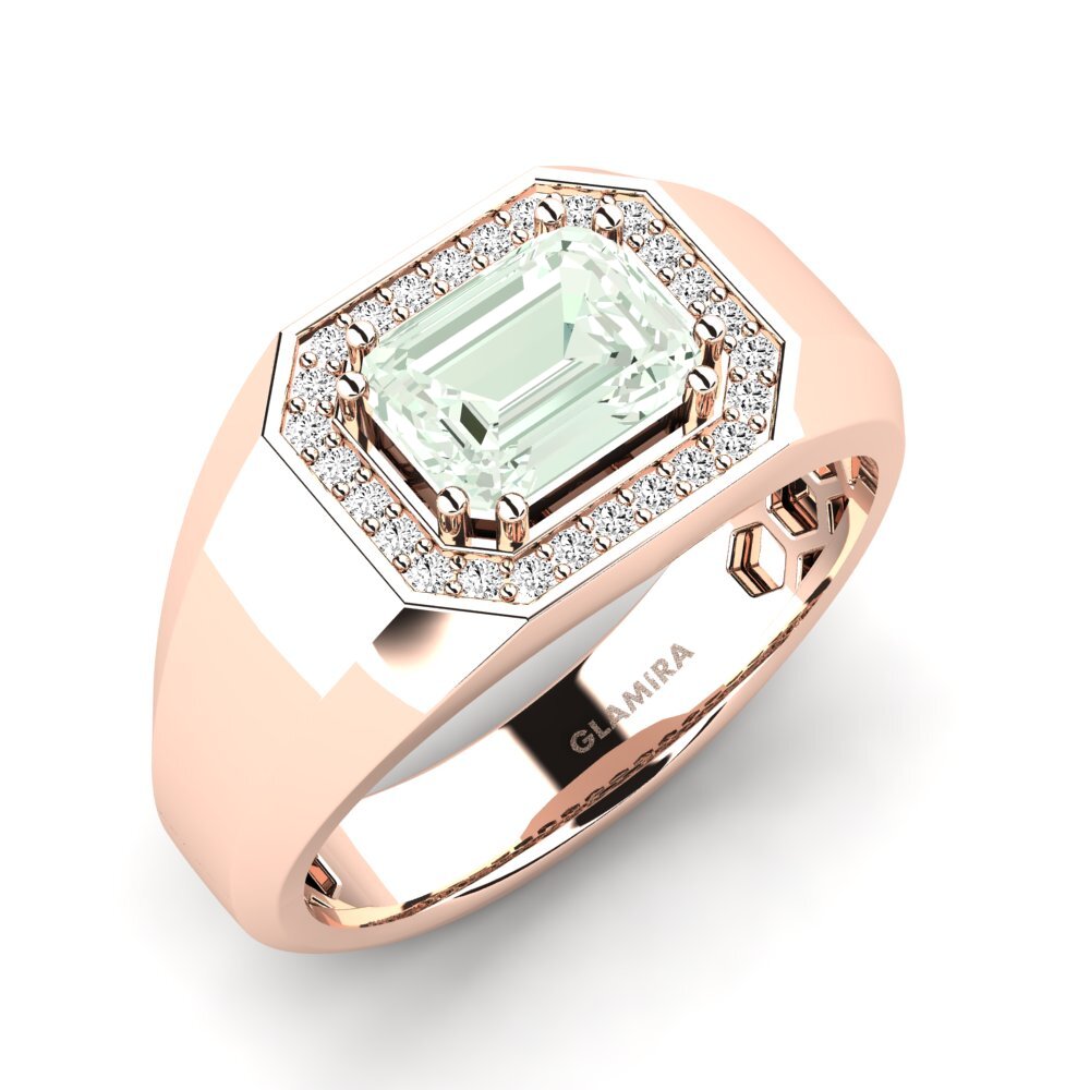 9ct Rose Gold Green Amethyst Men's Ring Akmal
