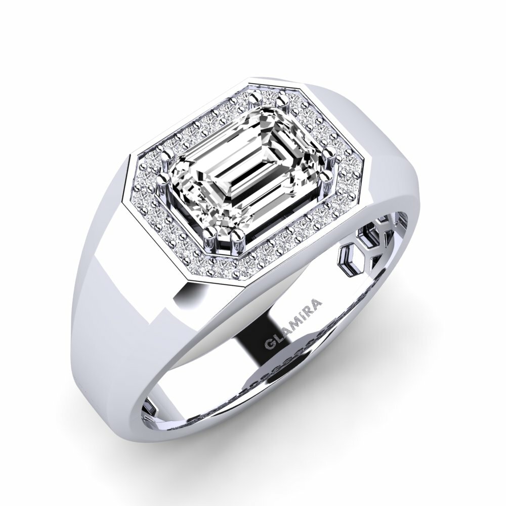 9ct White Gold Moissanite Men's Ring Akmal