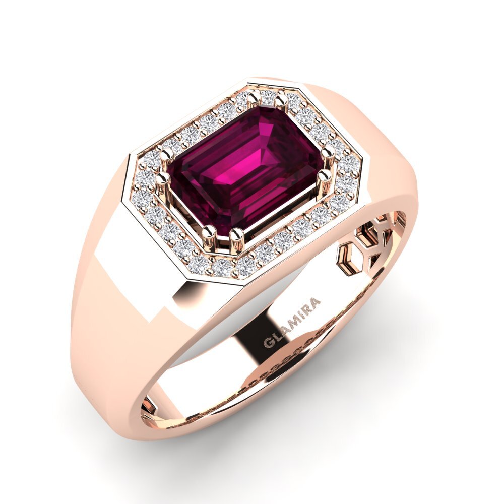 9ct Rose Gold Rhodolite Garnet Men's Ring Akmal