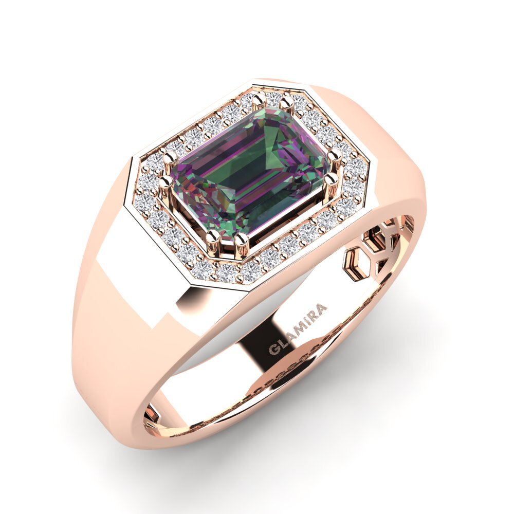 9ct Rose Gold Mystic Topaz Men's Ring Akmal
