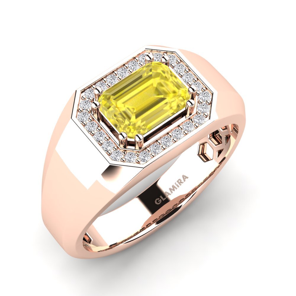 14k Rose Gold Yellow Sapphire Men's Ring Akmal