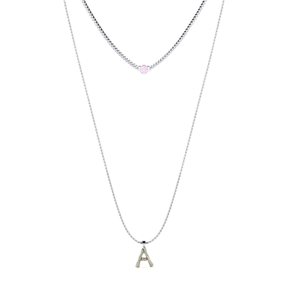 Rund Rosa Saphir Damen halskette Alaida A