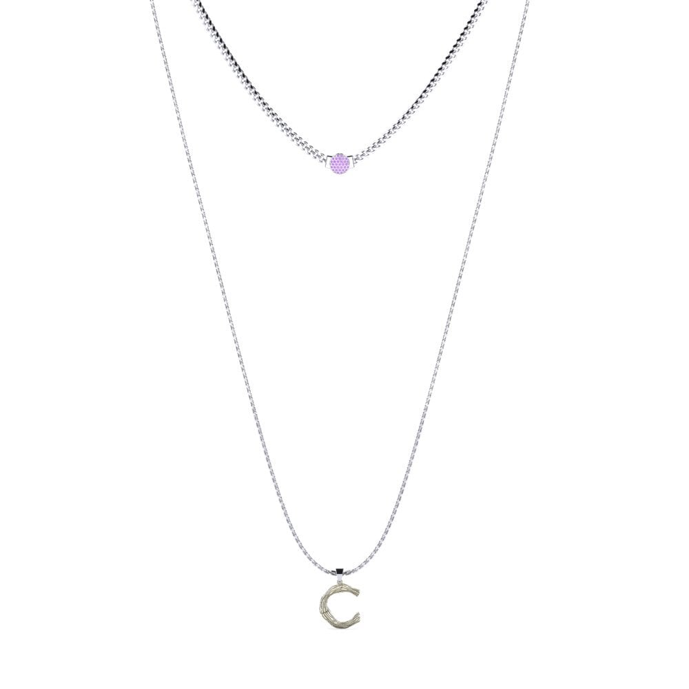 Rund Amethyst Damen halskette Alaida C