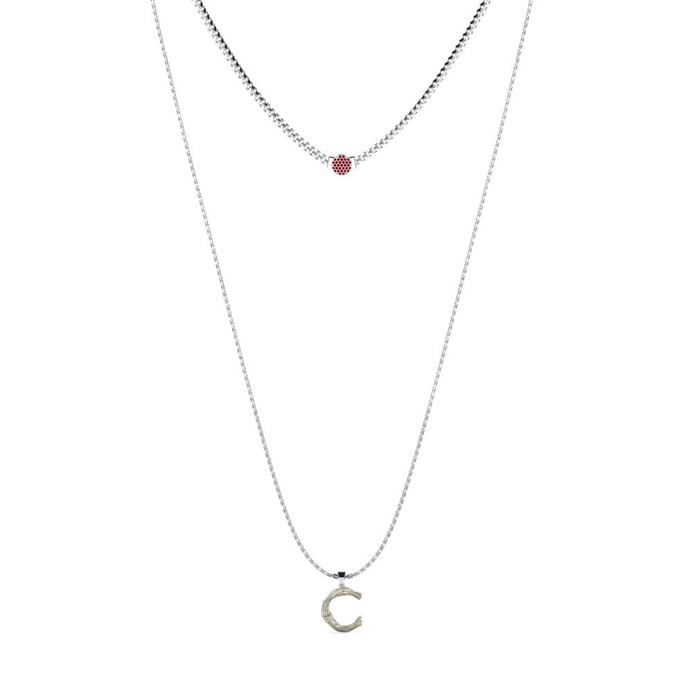 Rund Roter Zirkonia Damen halskette Alaida C