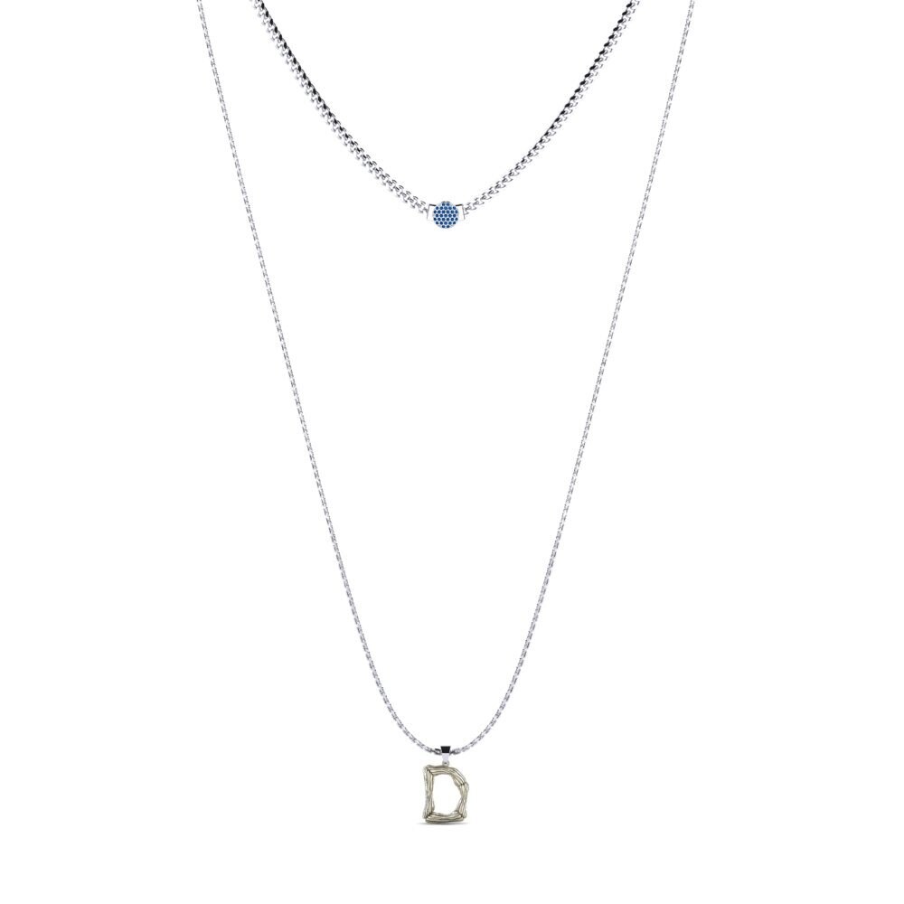 Rund Dunkelblauer Zirkonia Damen halskette Alaida D