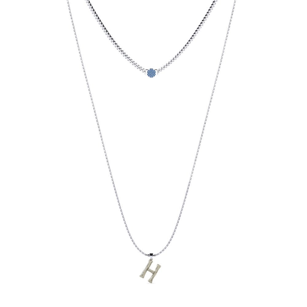 Rund Dunkelblauer Zirkonia Damen halskette Alaida H