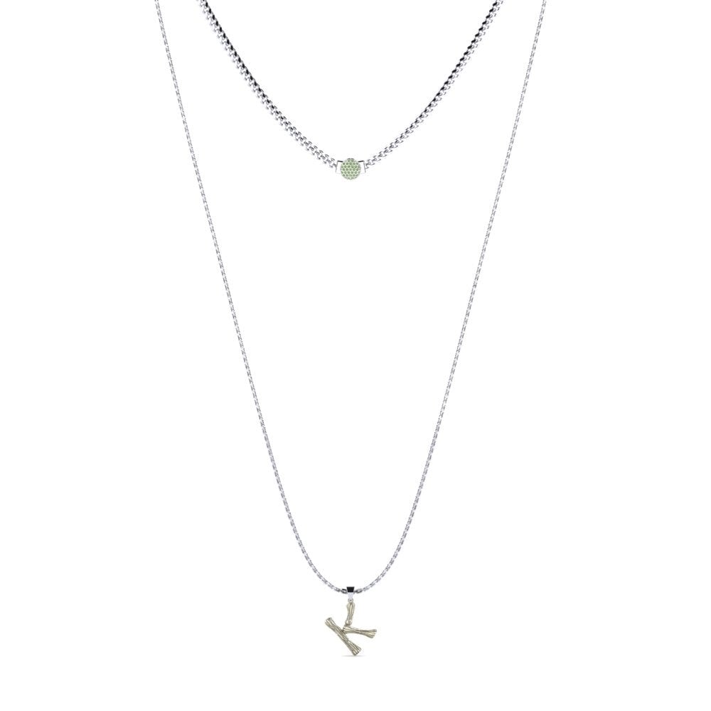 Rund Grüner Diamant Damen halskette Alaida K