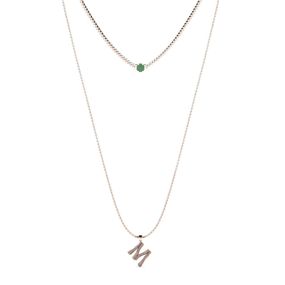 Rotgold 585 Grüner Zirkonia Damen halskette Alaida M