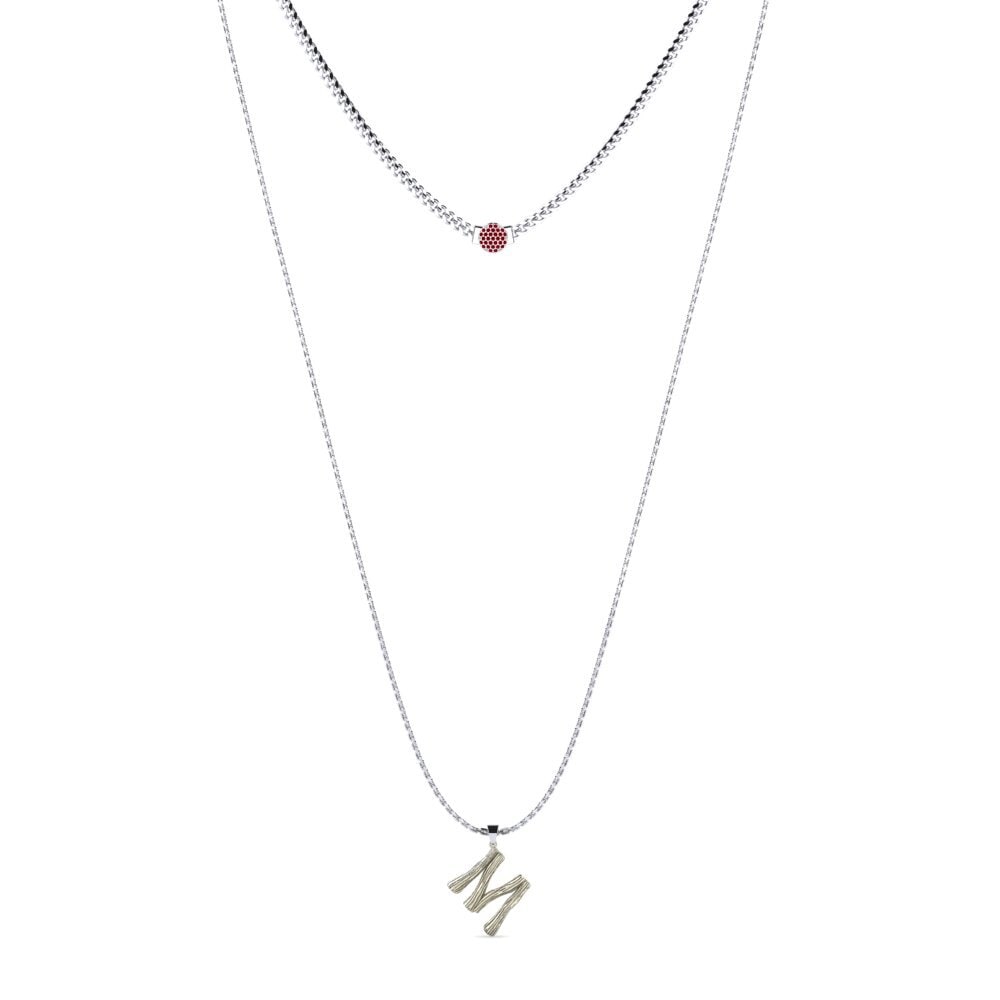 Weiß-Silber Roter Zirkonia Damen halskette Alaida M