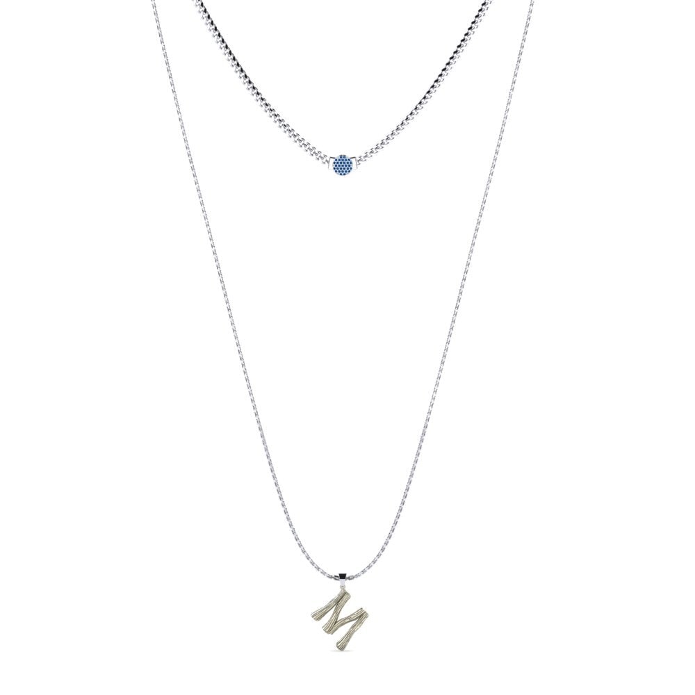 Weißgold 750 Dunkelblauer Zirkonia Damen halskette Alaida M