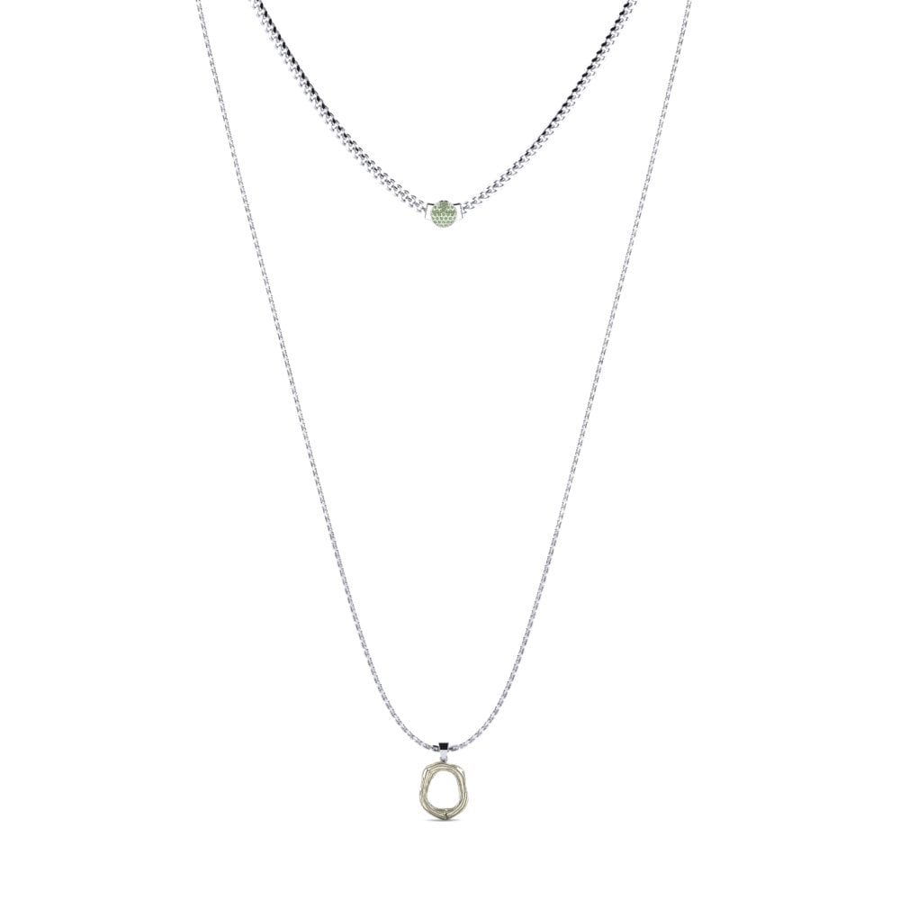 Rund Grüner Diamant Damen halskette Alaida O