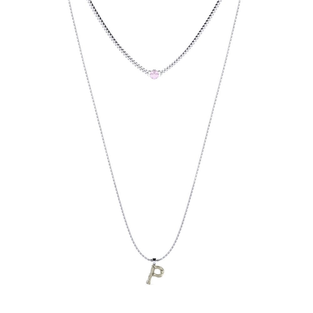 Rund Rosa Saphir Damen halskette Alaida P