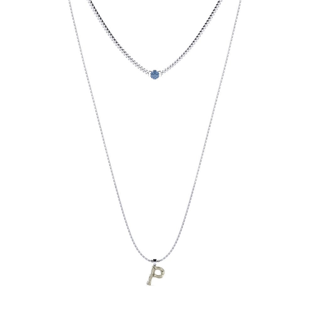 Rund Dunkelblauer Zirkonia Damen halskette Alaida P