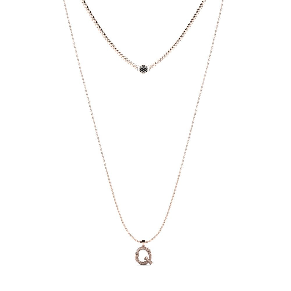 Rotgold 585 Schwarzer Diamant Damen halskette Alaida Q