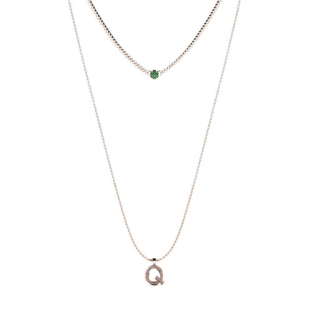 Rotgold 585 Grüner Zirkonia Damen halskette Alaida Q