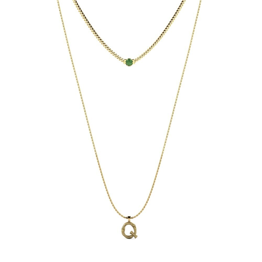 Gelbgold 585 Grüner Zirkonia Damen halskette Alaida Q
