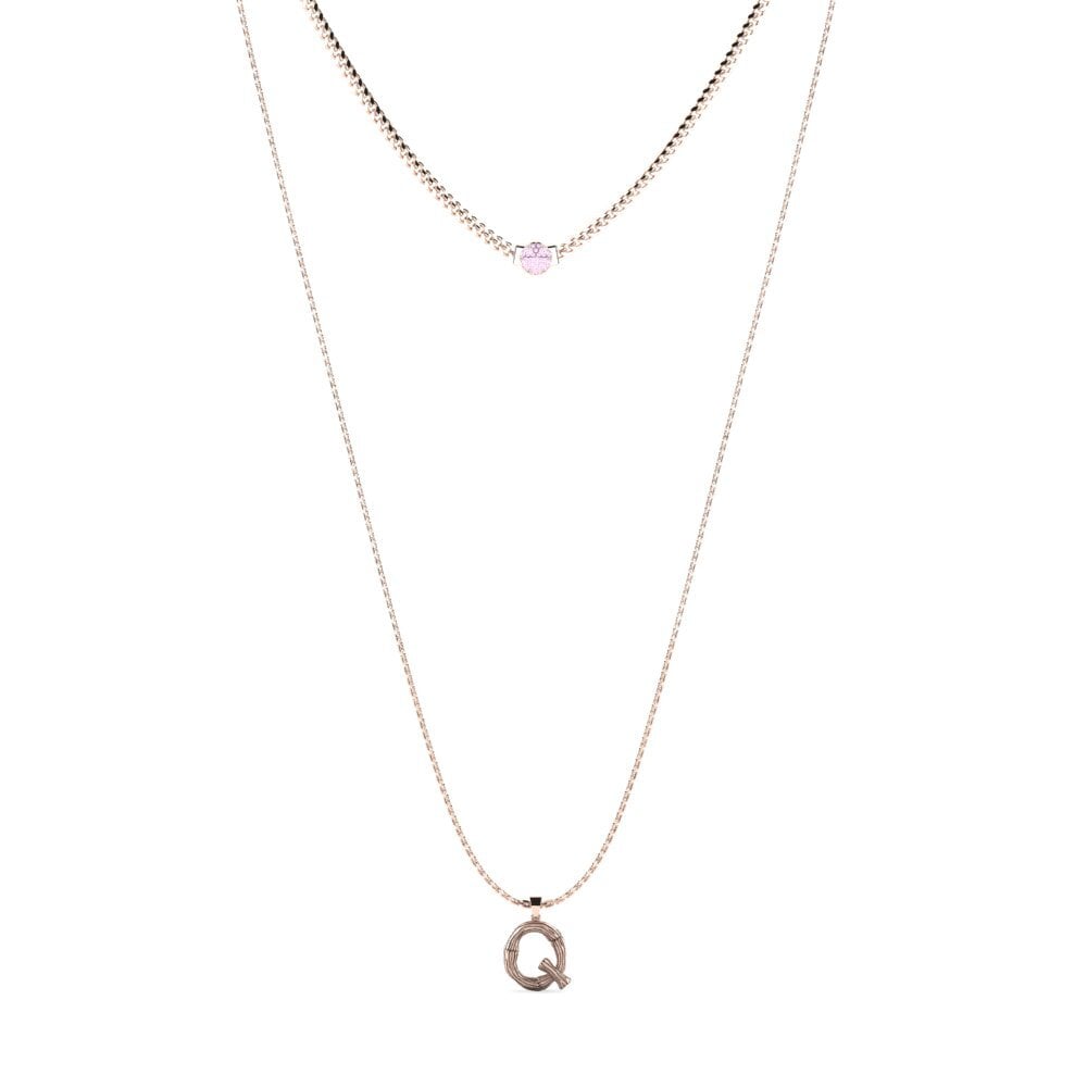 Rotgold 585 Rosa Saphir Damen halskette Alaida Q