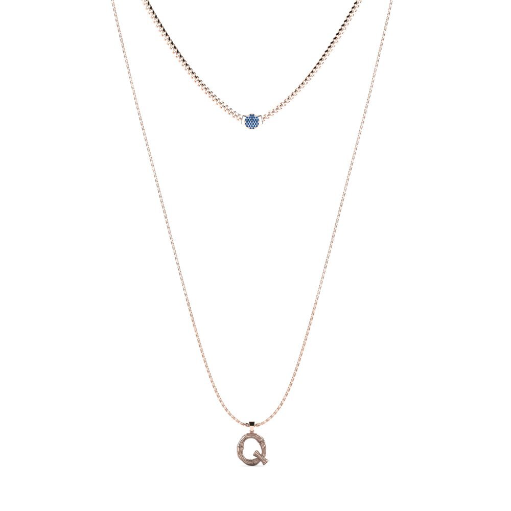 Rotgold 585 Dunkelblauer Zirkonia Damen halskette Alaida Q