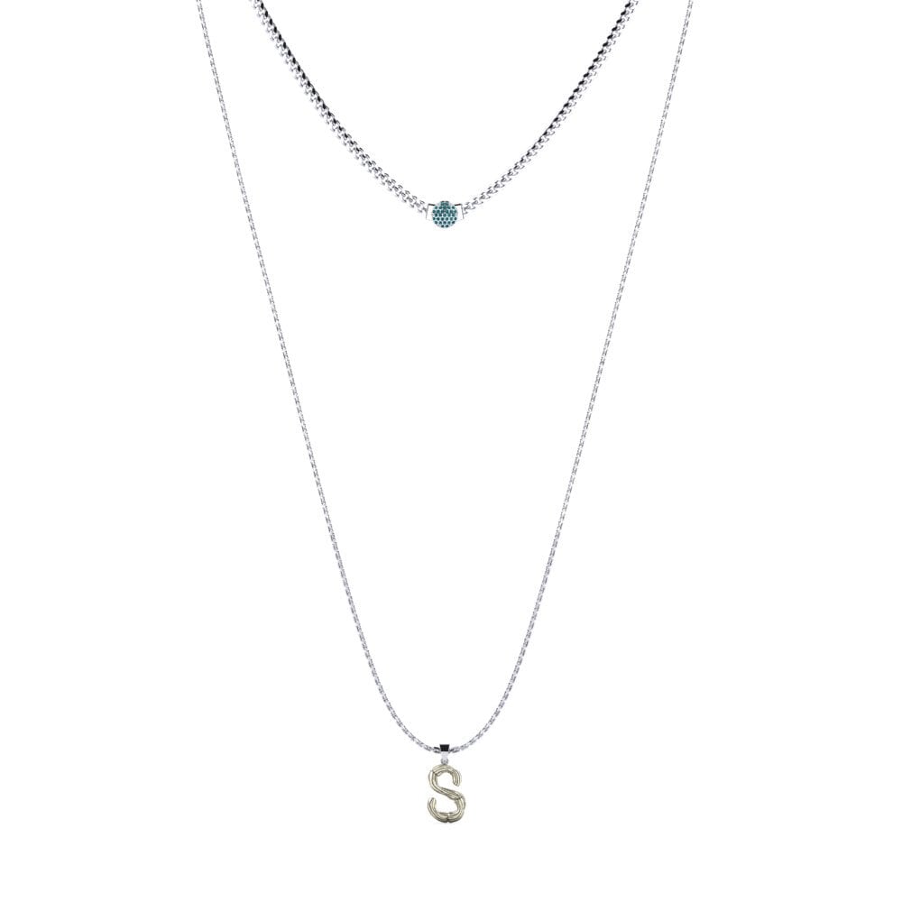 950 Palladium Blauer Diamant Damen halskette Alaida S
