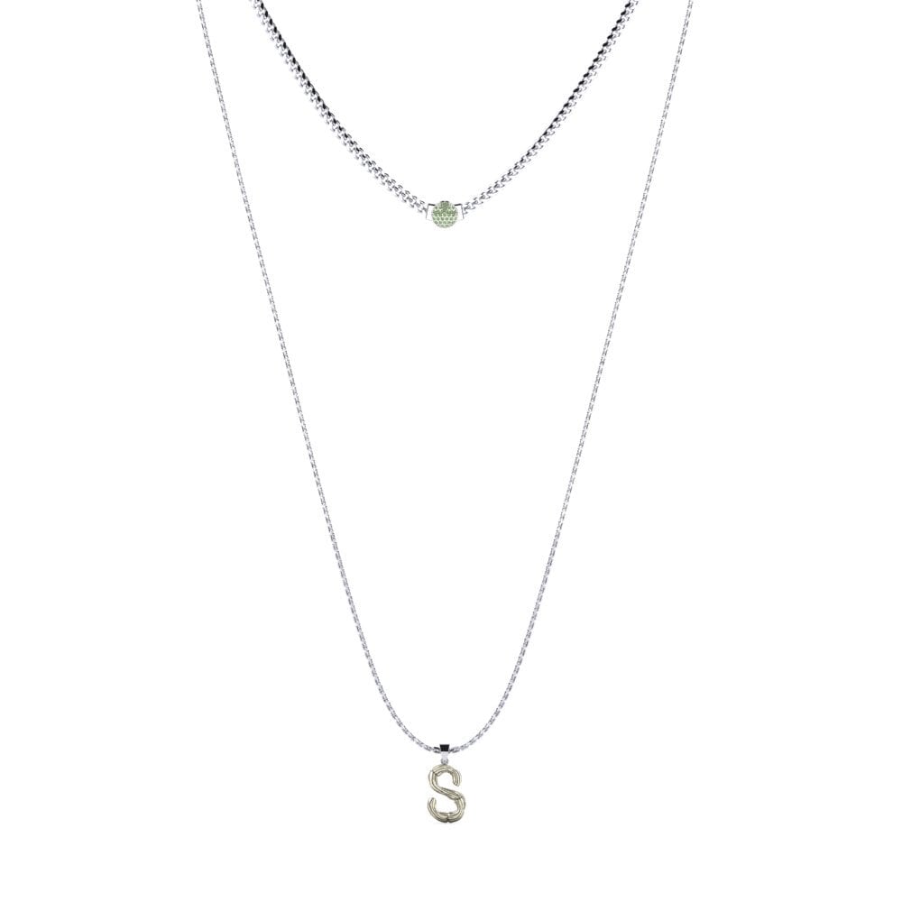 950 Platin Grüner Diamant Damen halskette Alaida S